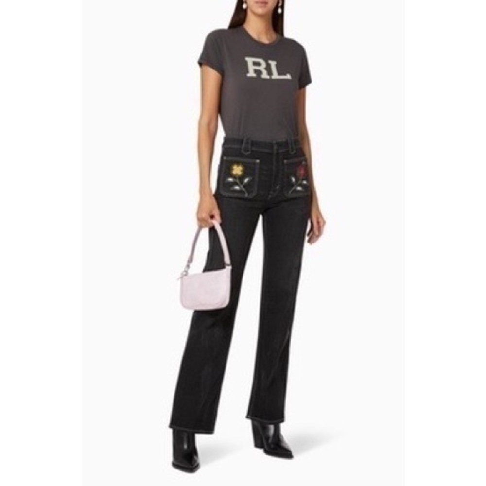 RARE Polo Ralph Lauren Jenn embroidered flared jeans RL Luxury Style - Picture 5 of 16